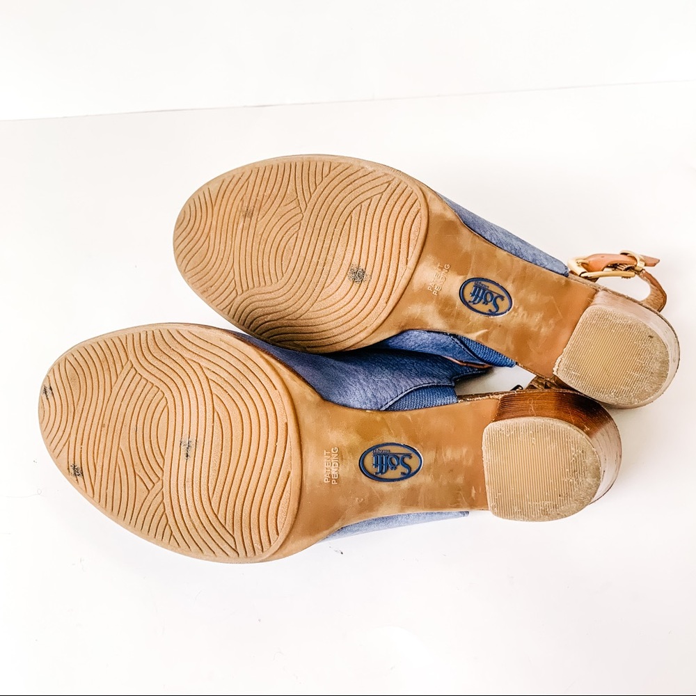 Sofft Blue and Tan Heeled Sandals - Picture 10 of 16